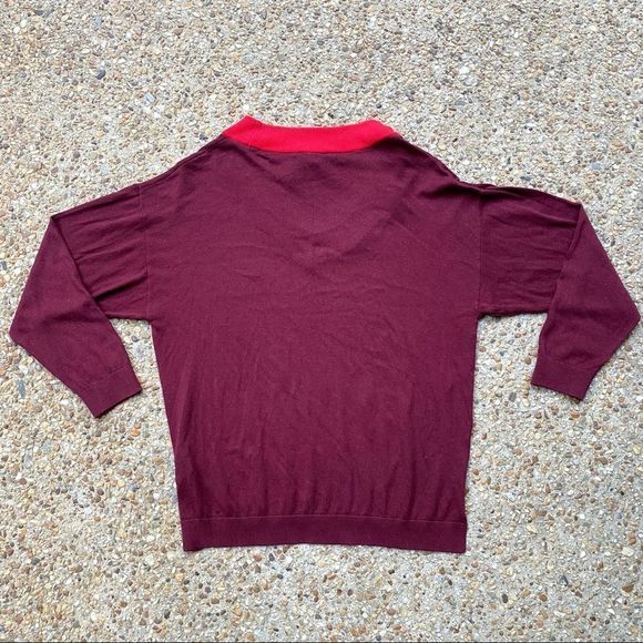 NWT EXPRESS Oversized Deep V-neck Soft Maroon & Red Sweater Size S - Picture 8 of 9